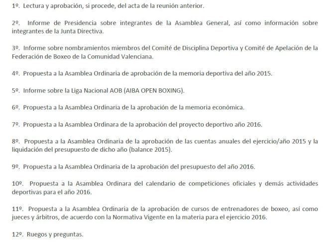 ORDEN DEL DIA ASAMBLEA 0116